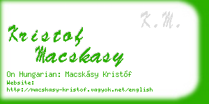 kristof macskasy business card