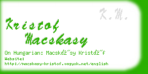 kristof macskasy business card